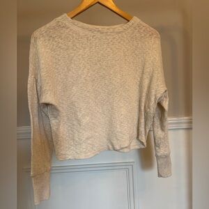 Anthropologie Cropped Textured Oatmeal Knit Lightweight Sweater Size XS